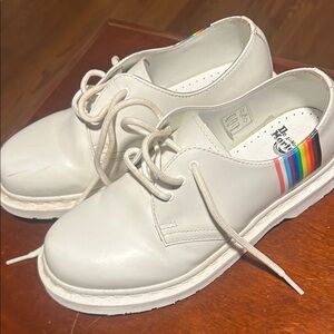 Dr. Martens White shoes with Rainbow Detail